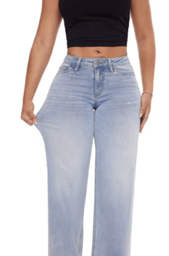 FlowDenim™ - Stretchy Baggy Jeans Wijde Pijpen voor Vrouwen - Yoova