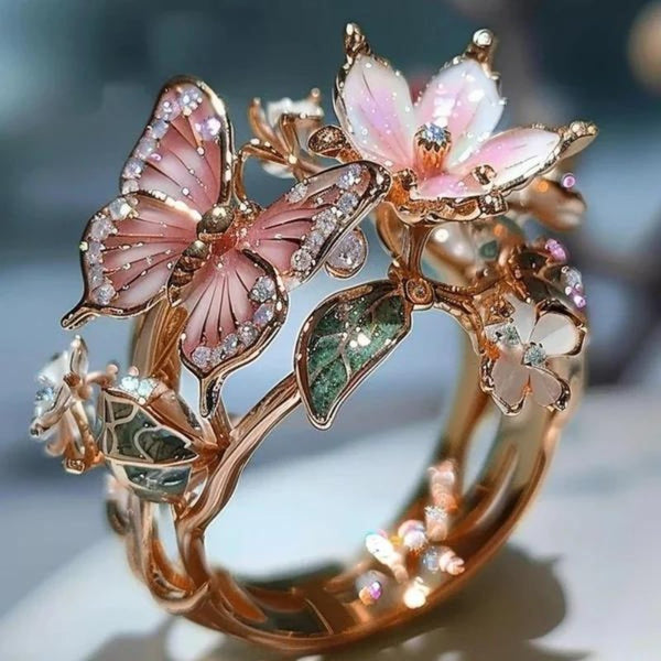 FlowerRing© - Fladderende Vlinder ring - Yoova