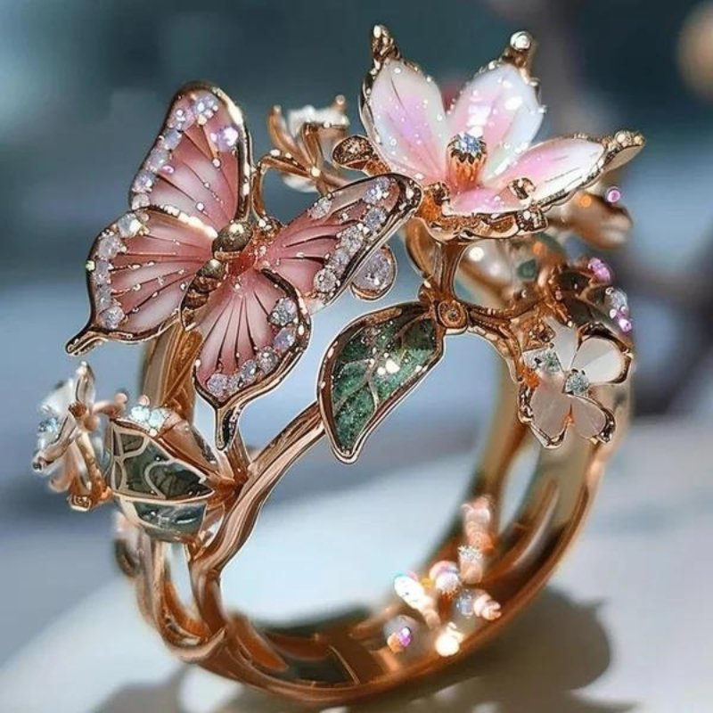 FlowerRing© - Fladderende Vlinder ring - Yoova
