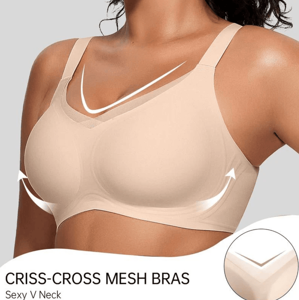 SilvaShape™ (1+1 GRATIS) - Vrouwen Wire - Free Naadloze V - Hals Mesh Push - Up BH - Yoova