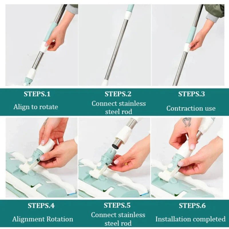 SteelMop Pro™ - Platte mop met roestvrijstalen steel - Yoova